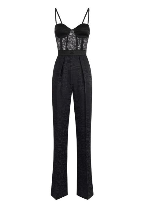 Combined jumpsuit in crepe jacquard lettering ELISABETTA FRANCHI | TU00746E2.110